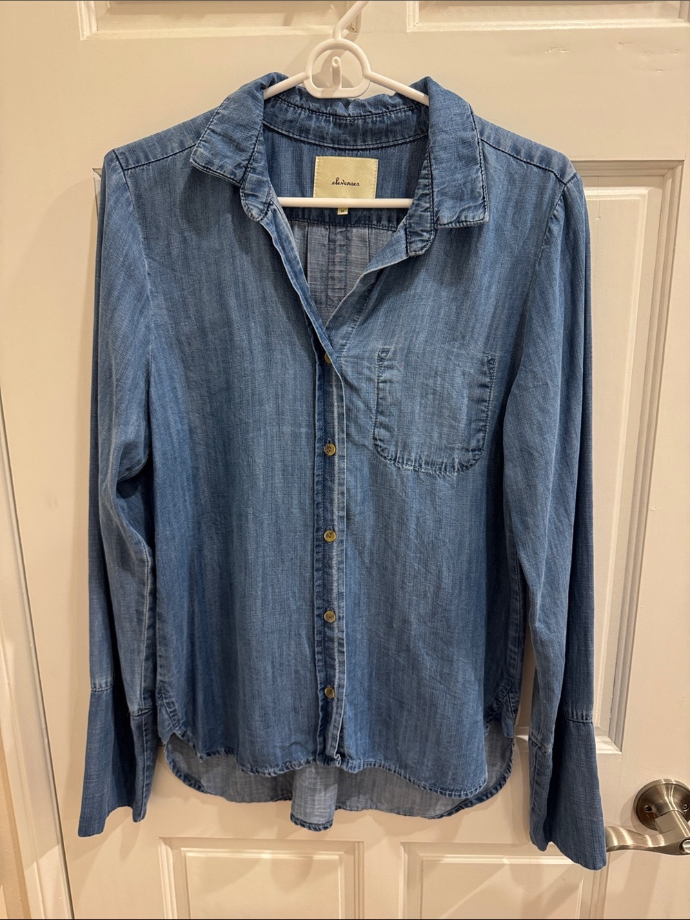 elevenses Light Blue Button-Front Denim Shirt